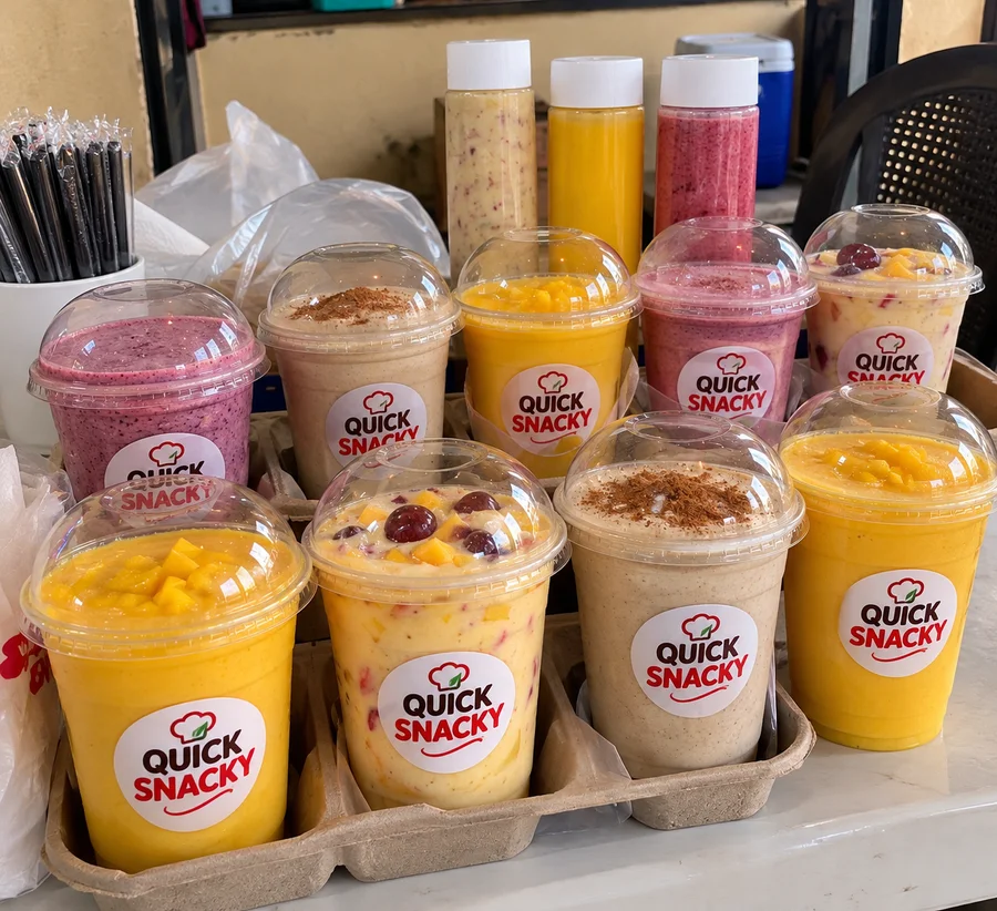 QUICK SNACKY fruit-topped drinks